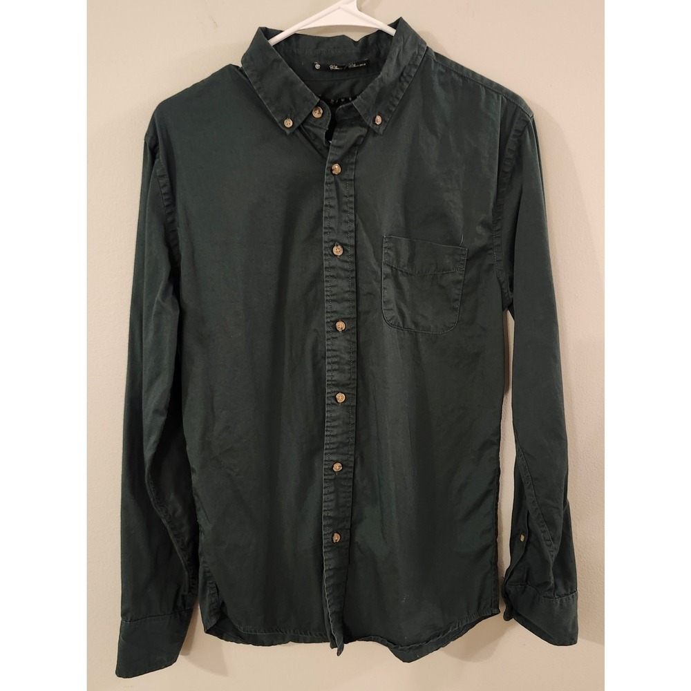 21 Men Green Button Down‎ Shirt - Classic & Comfortable Size Small